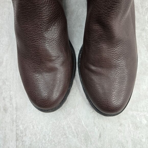 Aerosoles Ankle Zip Booties 9.5 Dark Brown Dressy Comfort Block Heel Moto Boots - Picture 11 of 12